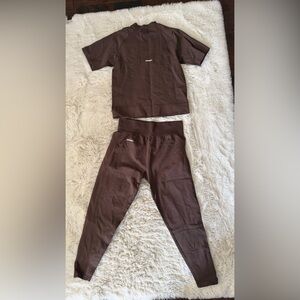 Seamless Brown Active Leggings and Crop Top Set